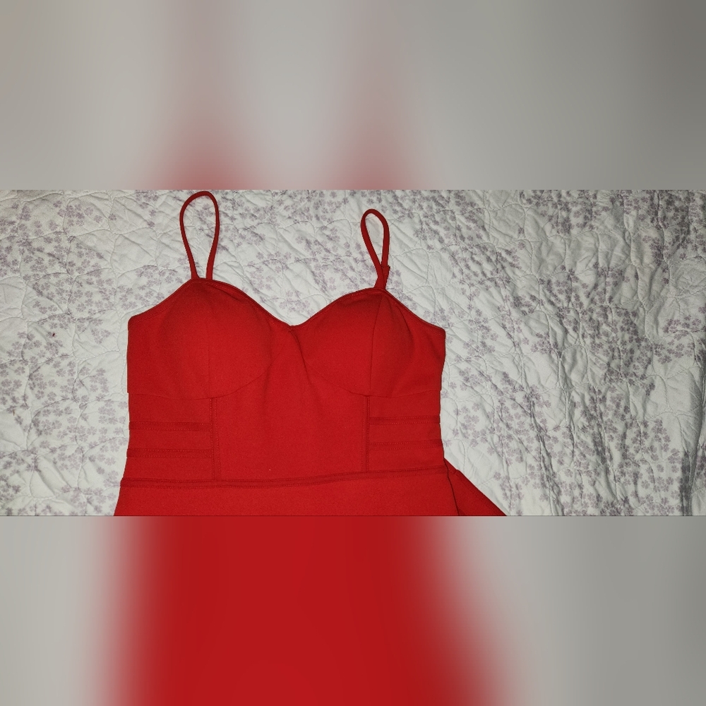 Elegant Red Spaghetti Strap Dress